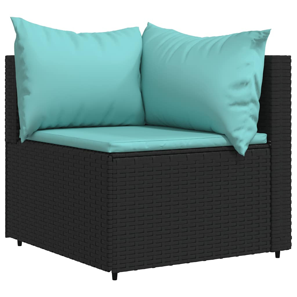 Sofa Ogrodowa Czarna z Poduszkami Fotel Siedzisko Na Taras Balkon