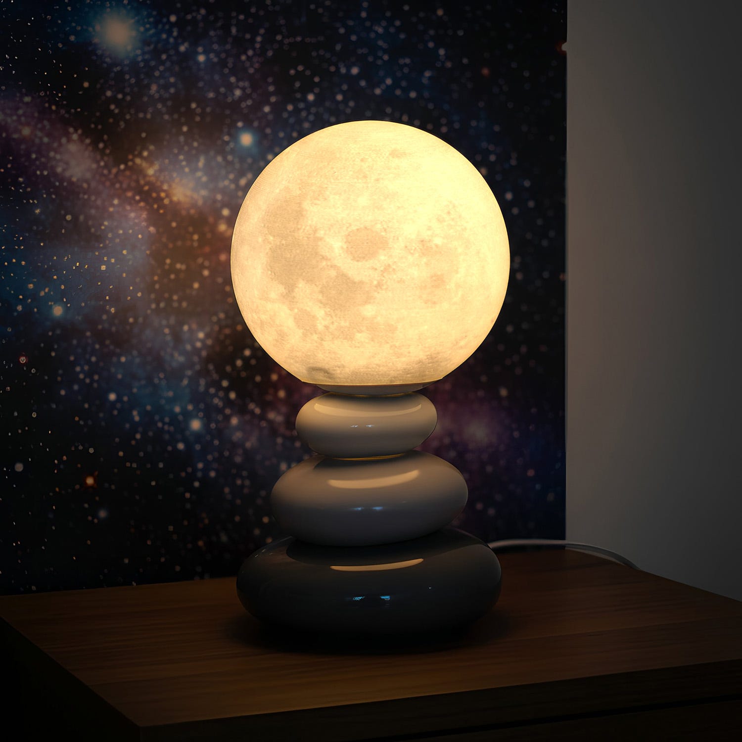 Lampada da tavola Luna ceramica con filo