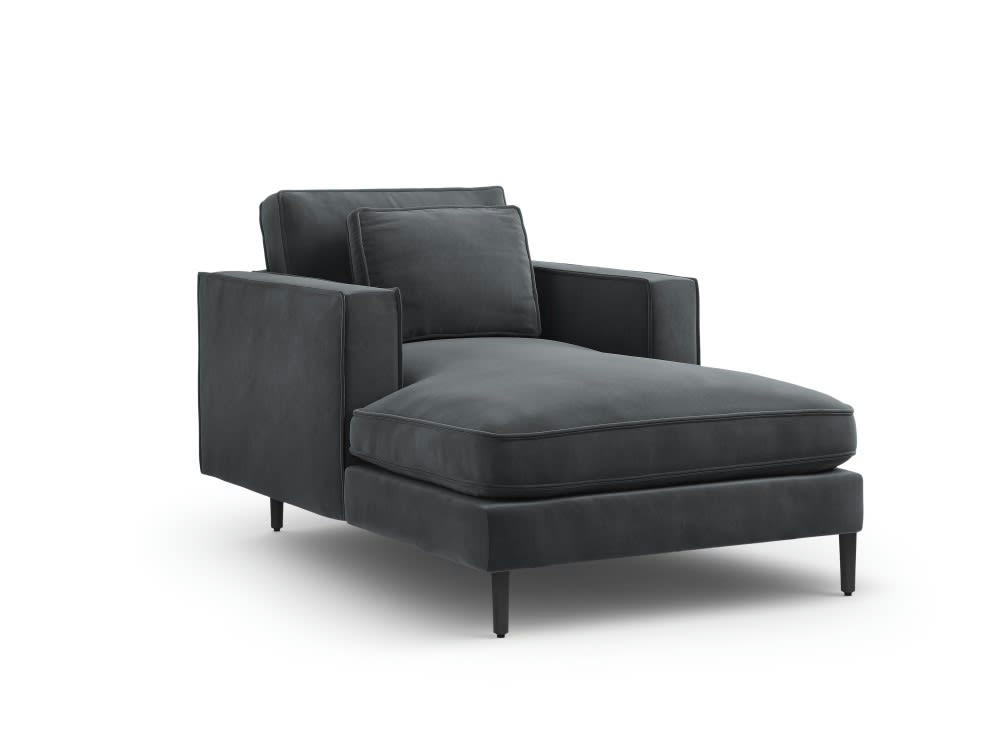 ALEXIS - Méridienne 1 place en velours gris foncé