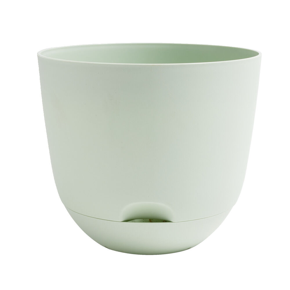 Pot rond avec réserve d'eau plastique vert Ø20xH17,7cm