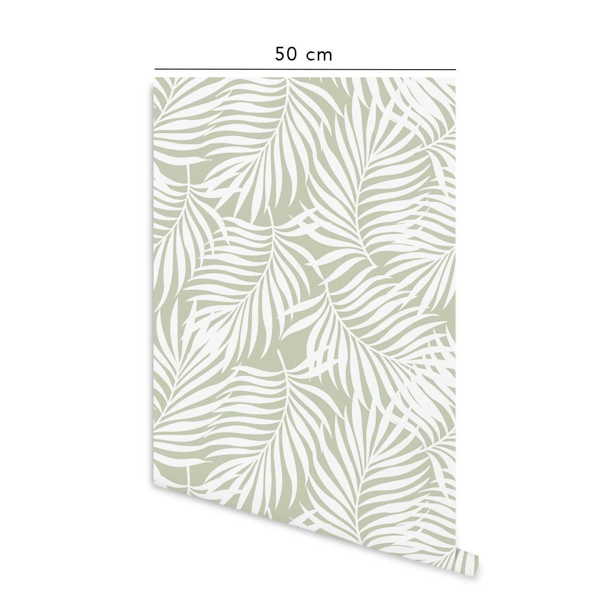 TROPICALEAVES - Papier peint vinyle adhésif tropicale sauge 50x300 cm