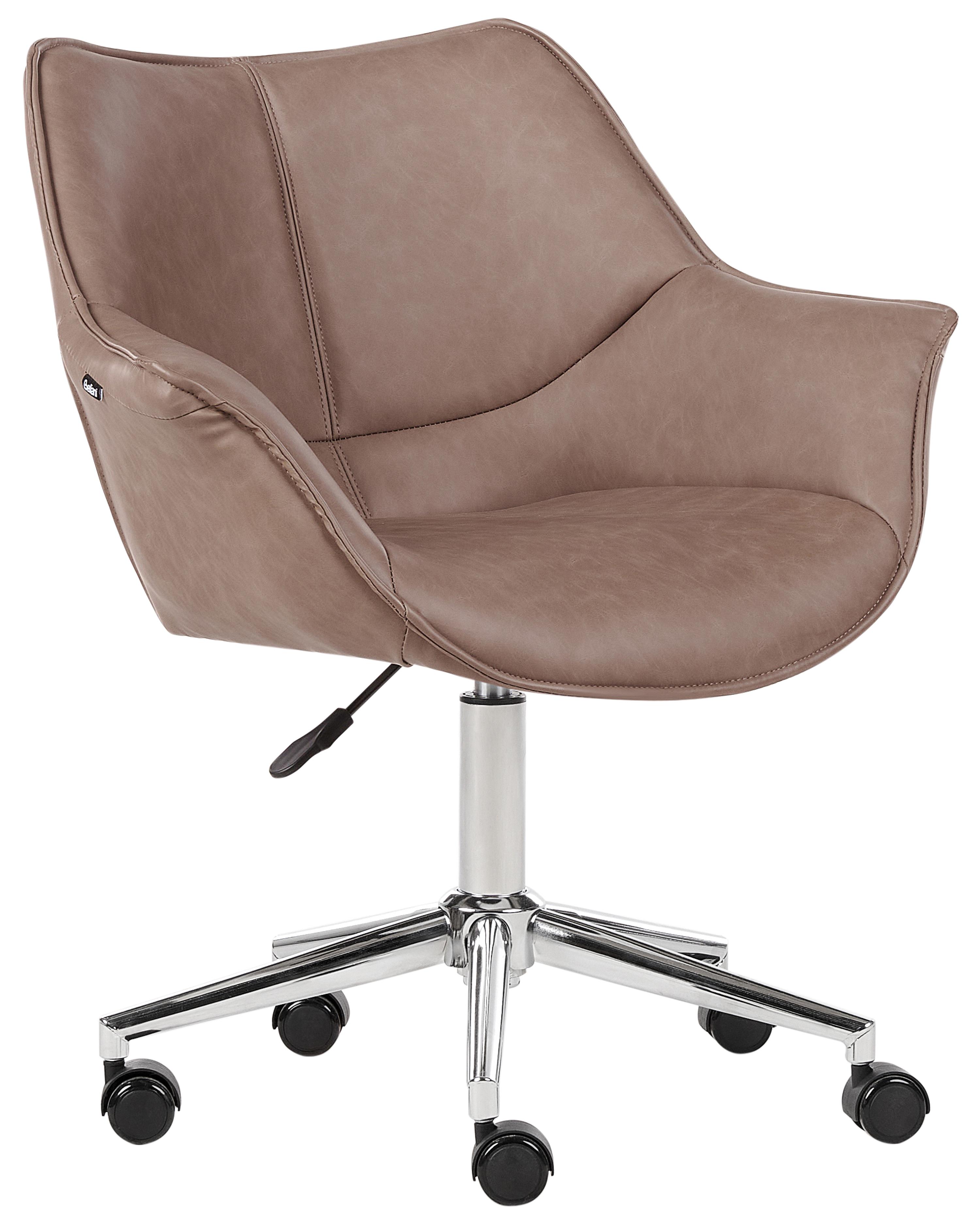 Desk Chair NEWDALE Faux Leather Light Brown