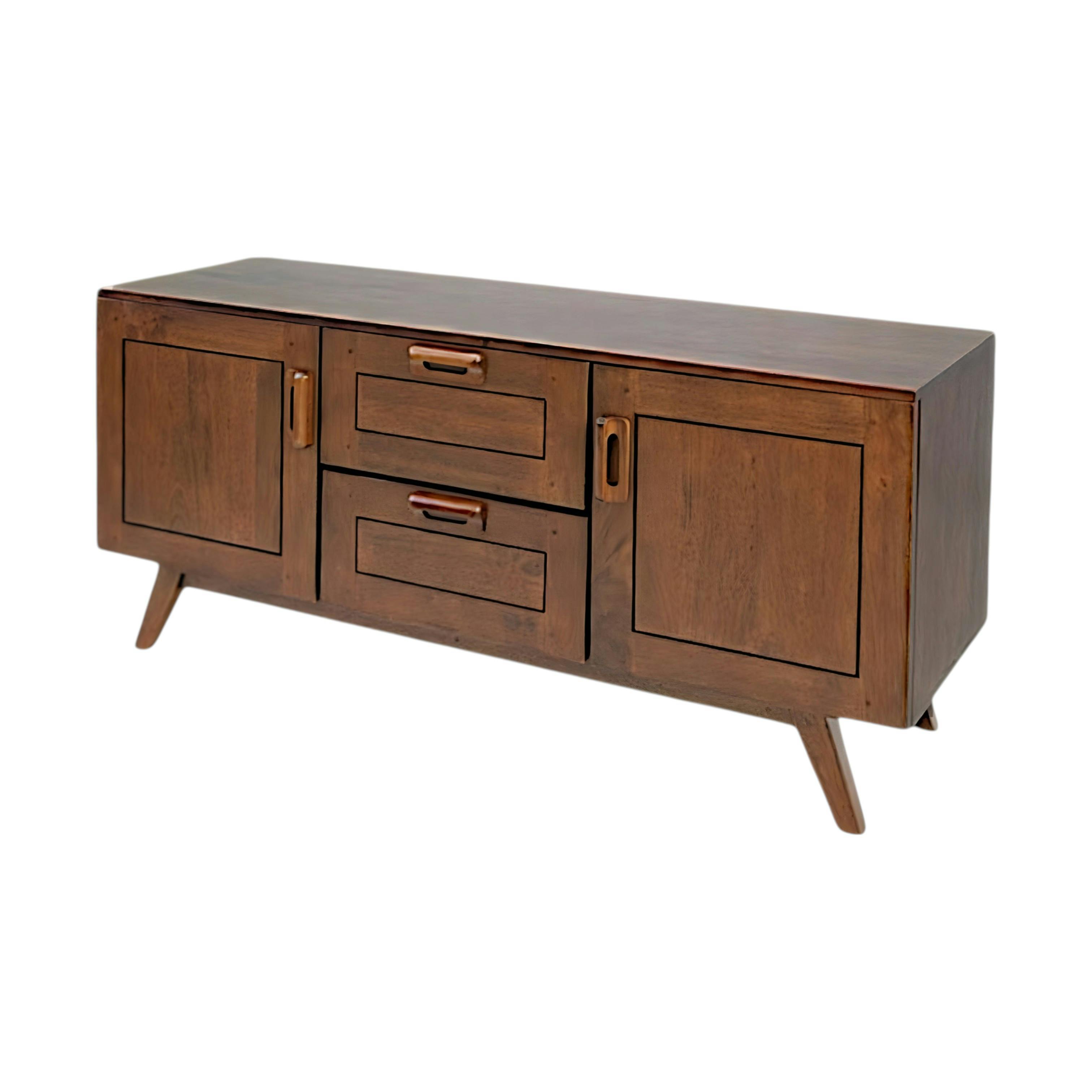 Buffet bas vintage hévéa massif 130x42x60cm SIXTIES