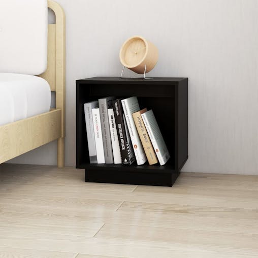 NNEVL Bedside Cabinets 2 pcs Black 40x30x40 cm Solid Wood Pine
