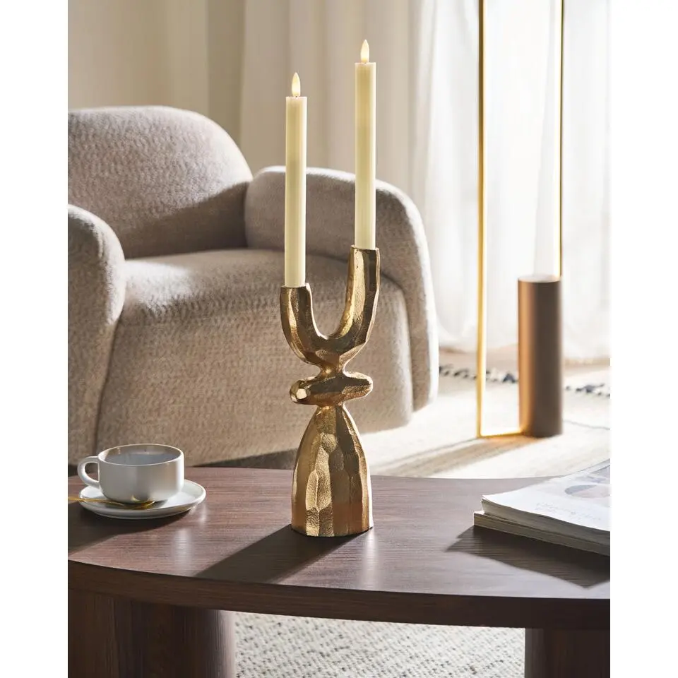 KRADENIK - Kandelaar - Goud - 33 cm - Aluminium