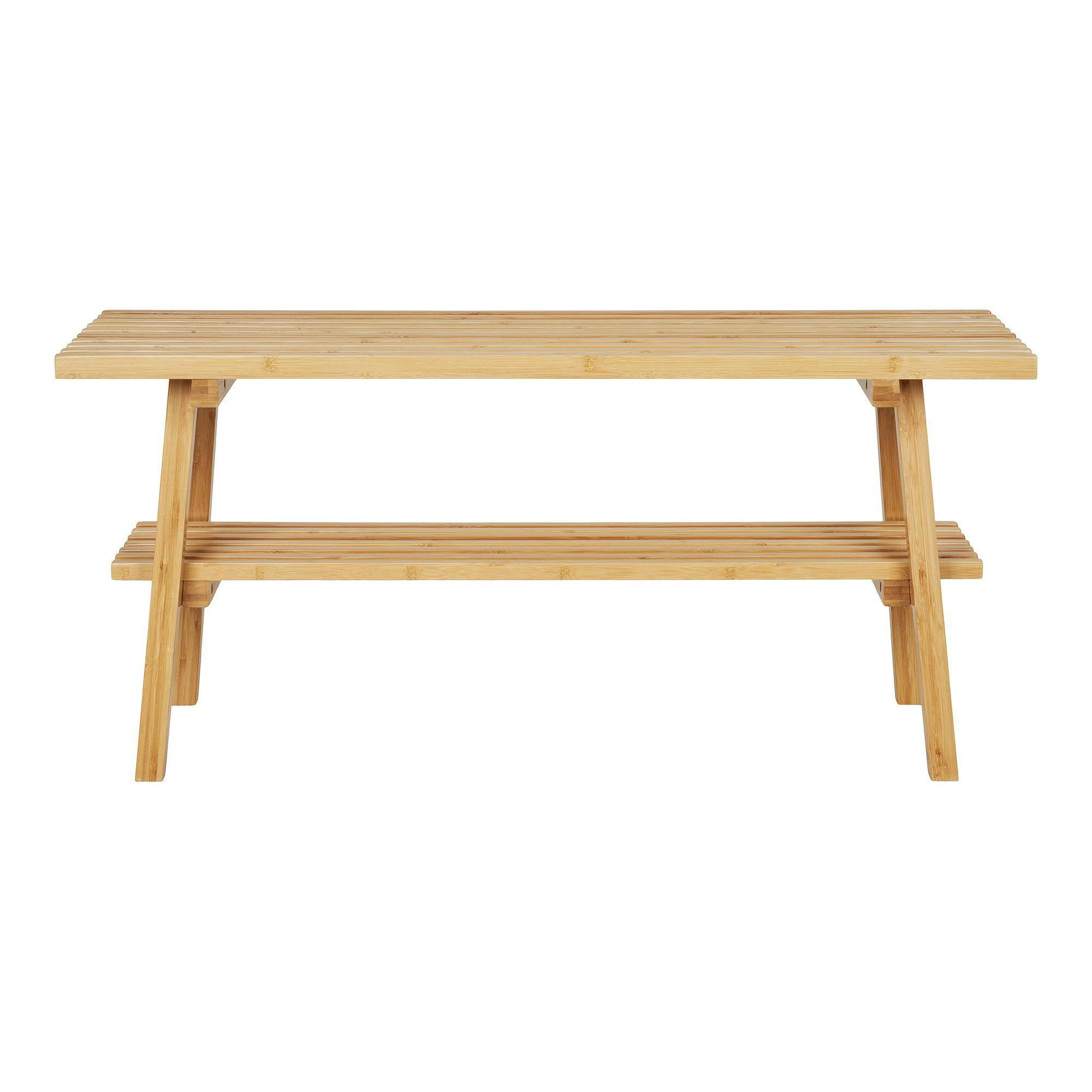 Banc en bambou avec 2 plateaux, pour sdb ou entrée BRUGES