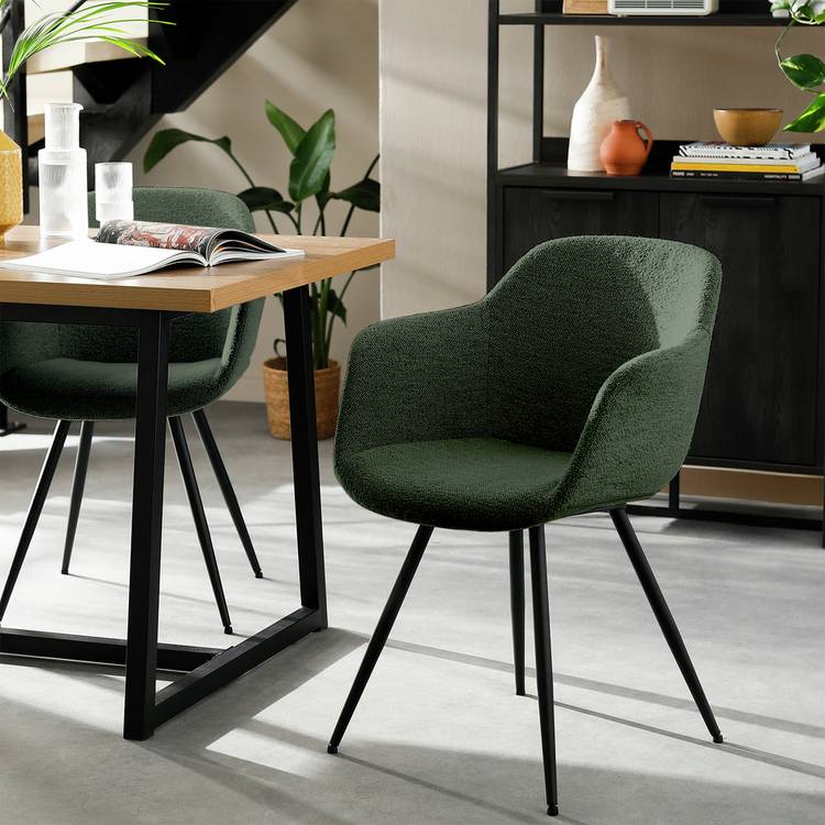 Habitat Noella Fabric Dining Chair - Green
