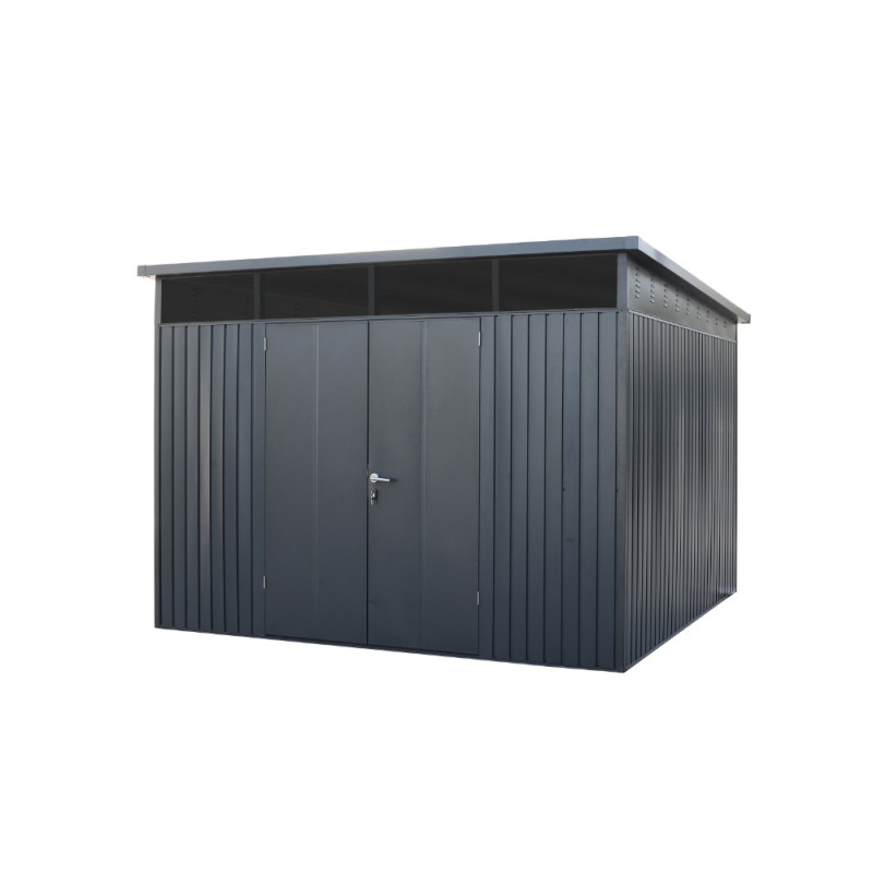 Abri de jardin en acier TechProtect double porte gris anthracite 3,1 x 3,1 x 2,31 m GREEN OUTSIDE