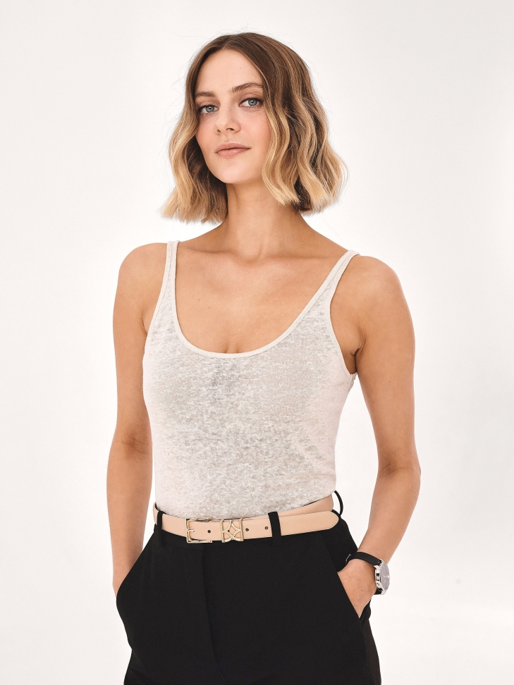 Beige belt with monogrammed belt loop