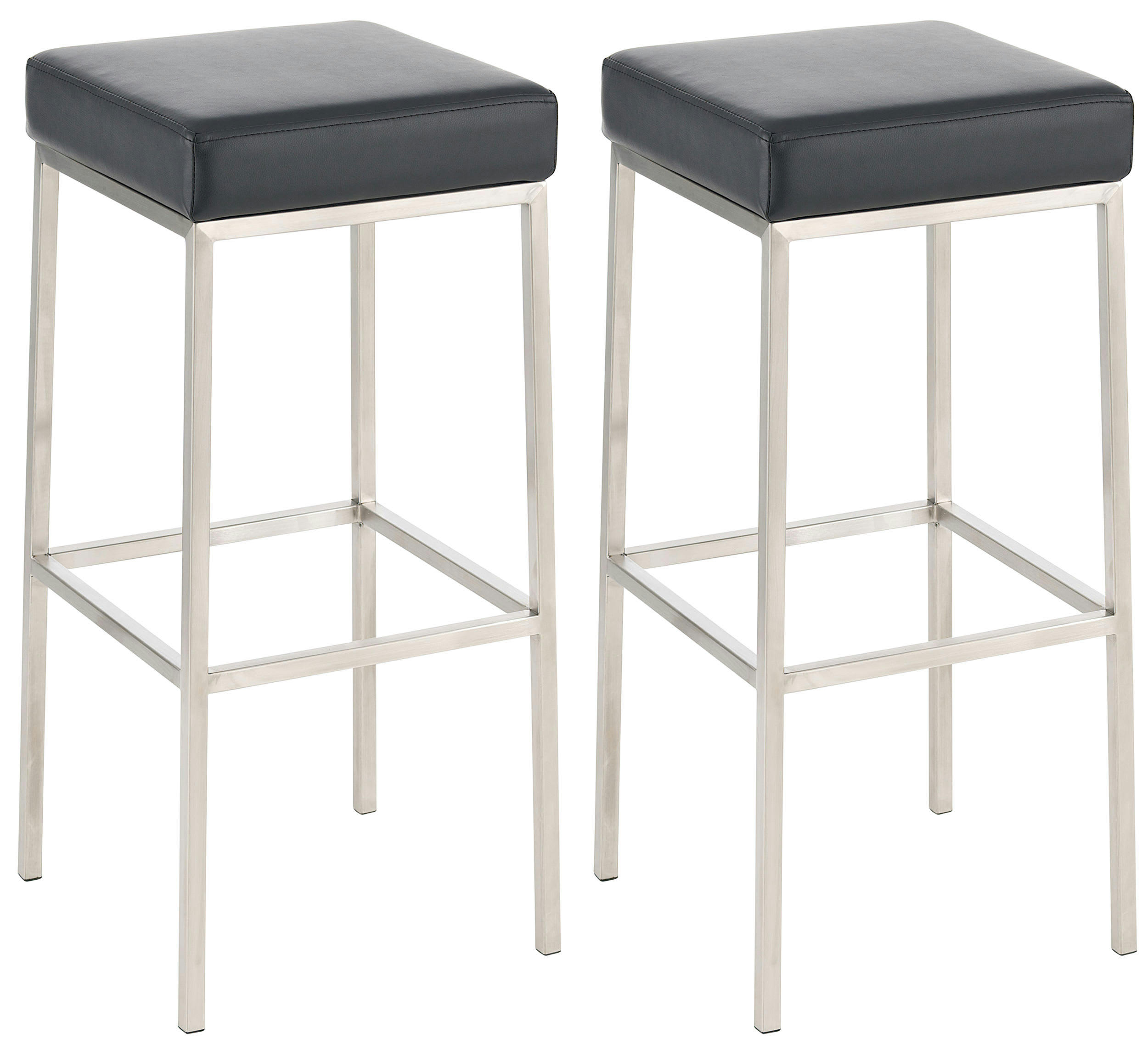 MONTREAL - Lot 2 tabourets de bar avec pieds en métal en similicuir Noir