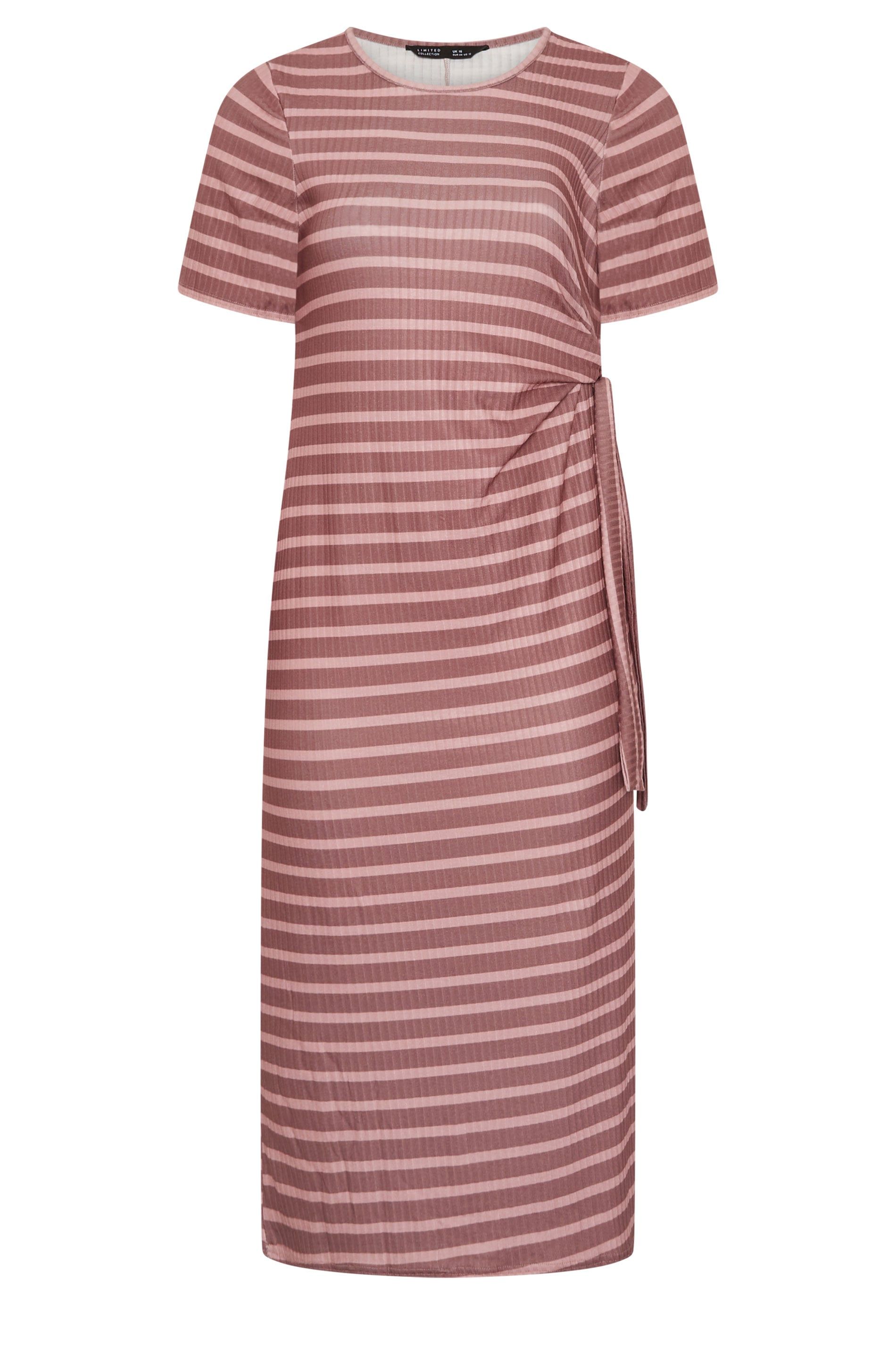 Yours Stripe Ribbed Knot Dress