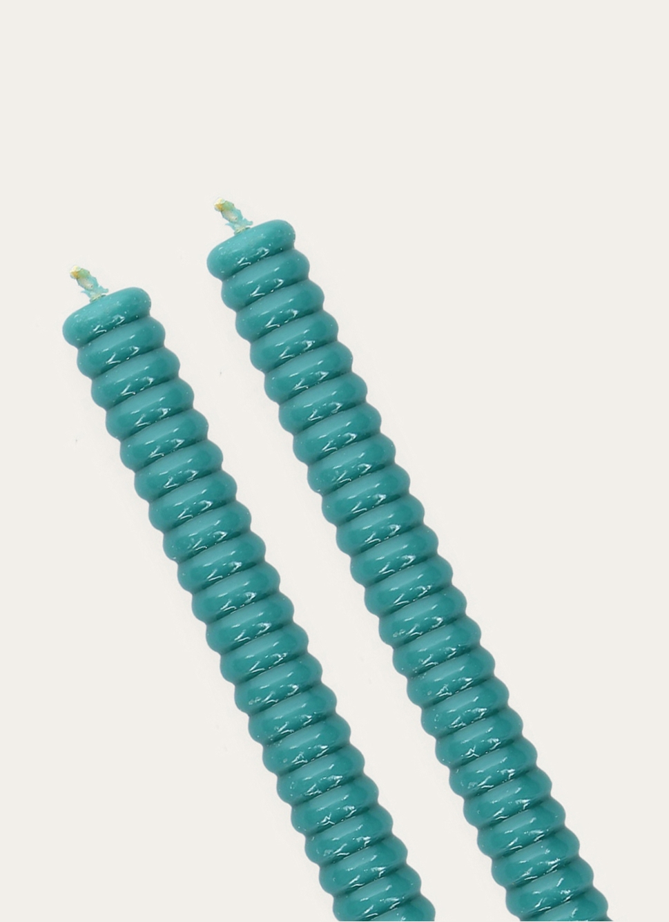 LOT DE 2 BOUGIES TORSADÉES TURQUOISE