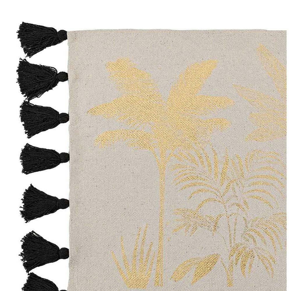 KARABA - Tapis rectangle à pompons or 60x90cm