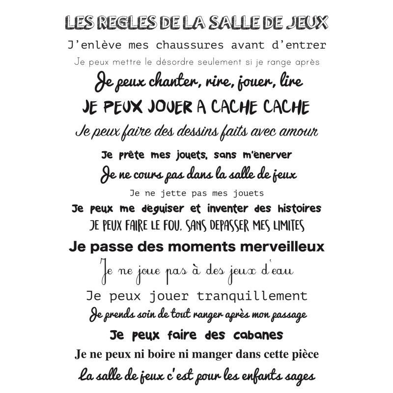 Sticker Règles de la Salle de Jeux 48 x 68 cm