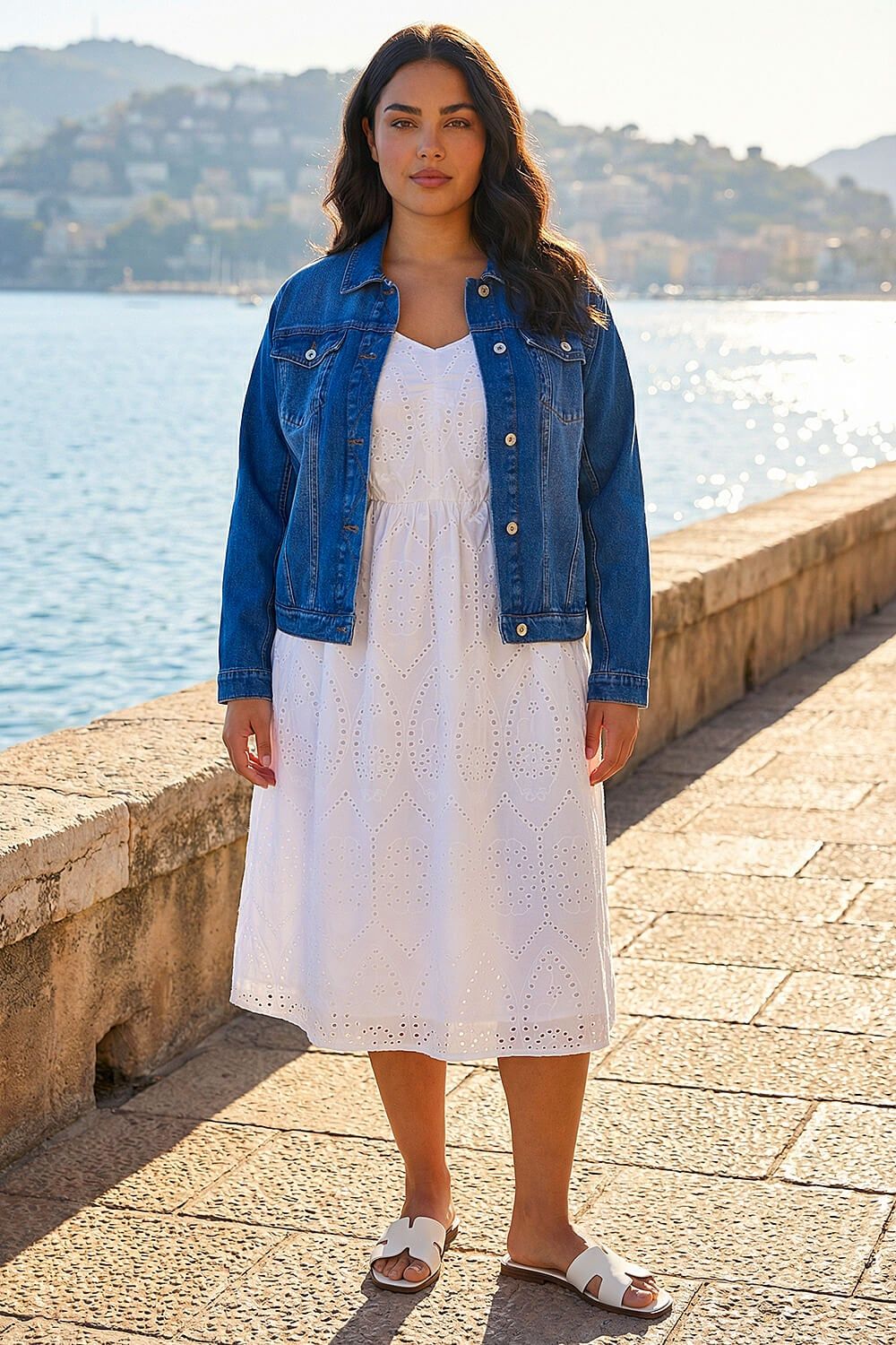 Roman Curve Cotton Denim Jacket