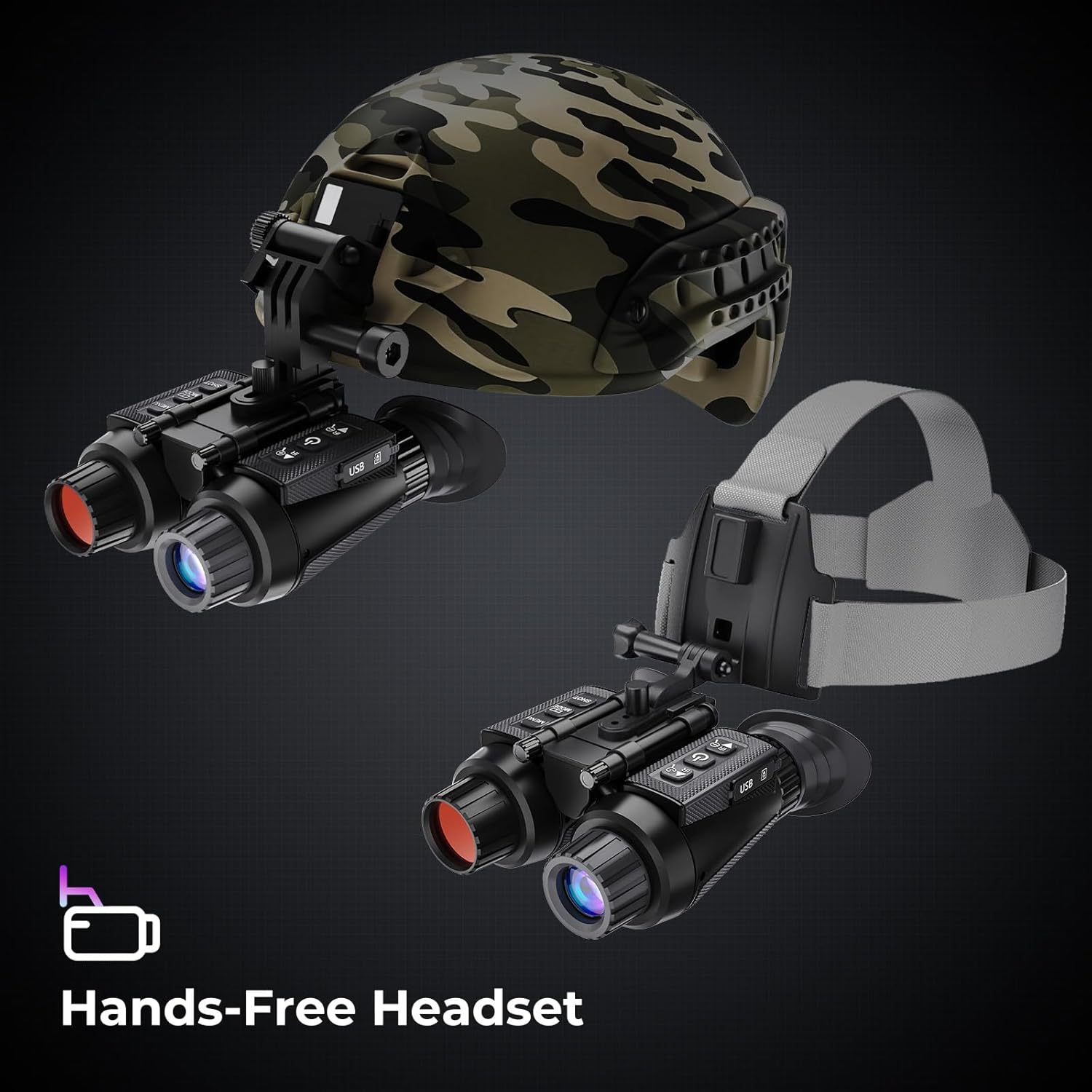 GOYOJO 4K Head-Mounted Night Vision Goggles & Binoculars for Adults – Infrared NVG with Manual Focus & 8X Digital Zoom for Hunting  Camping  and Outdoor Surveillance