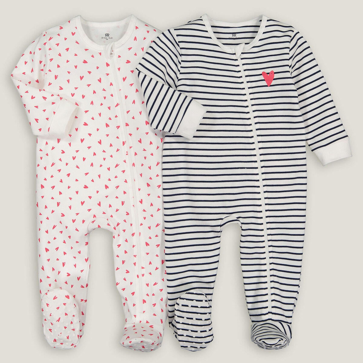 Lot de 2 pyjamas 1 pièce imprimés en coton