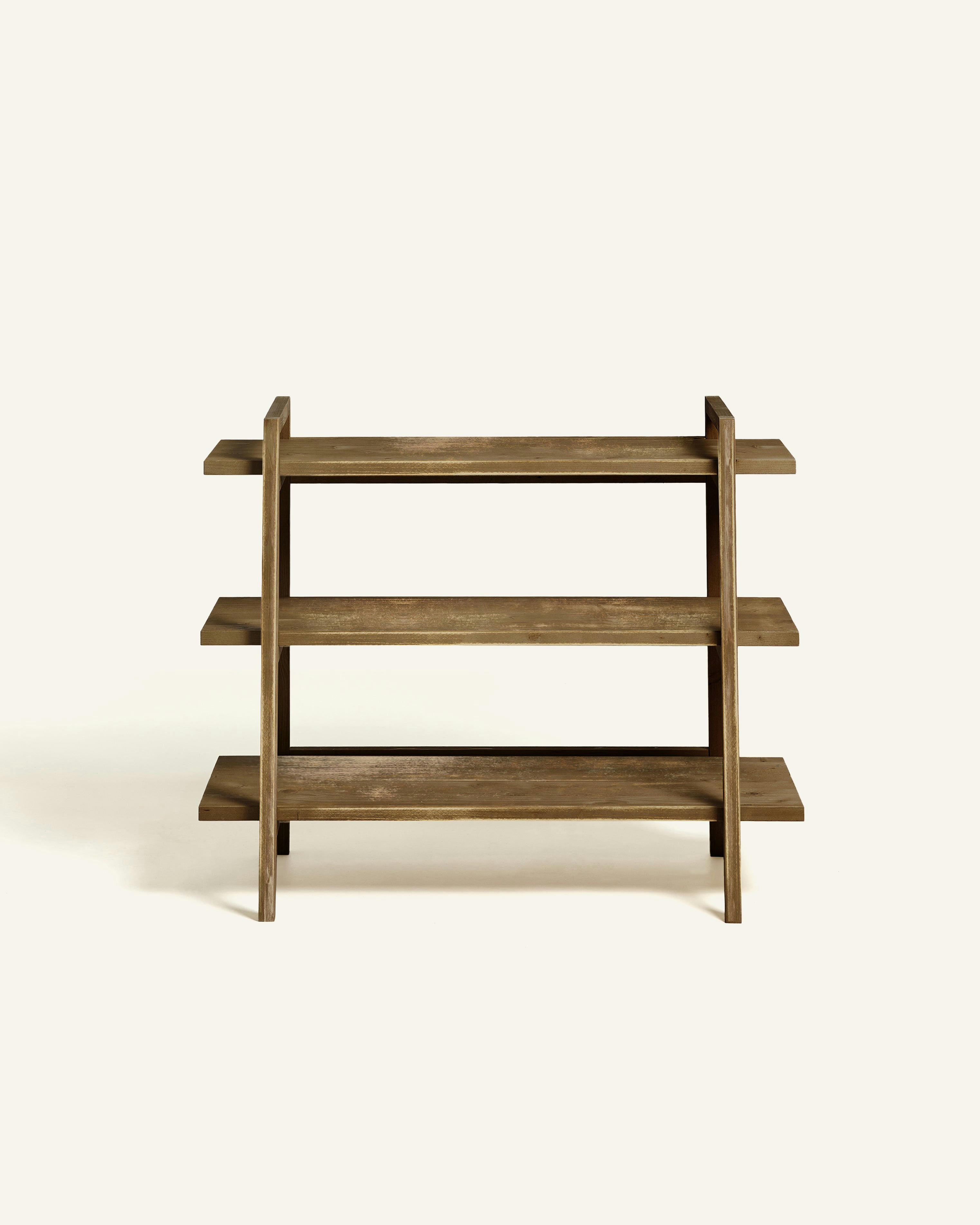 MARLENE - Etagère d’entrée en bois d’épicéa en couleur marron vieilli