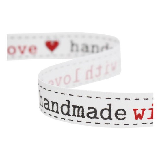 Red Handmade with Love Satin Ribbon 12mm x 4m