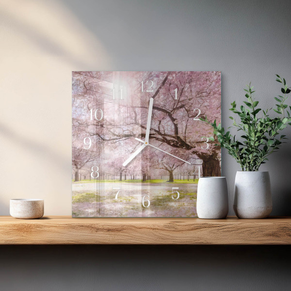 Stylowy zegar 30x30 Drzewa Wiśniowe zegar ścienny