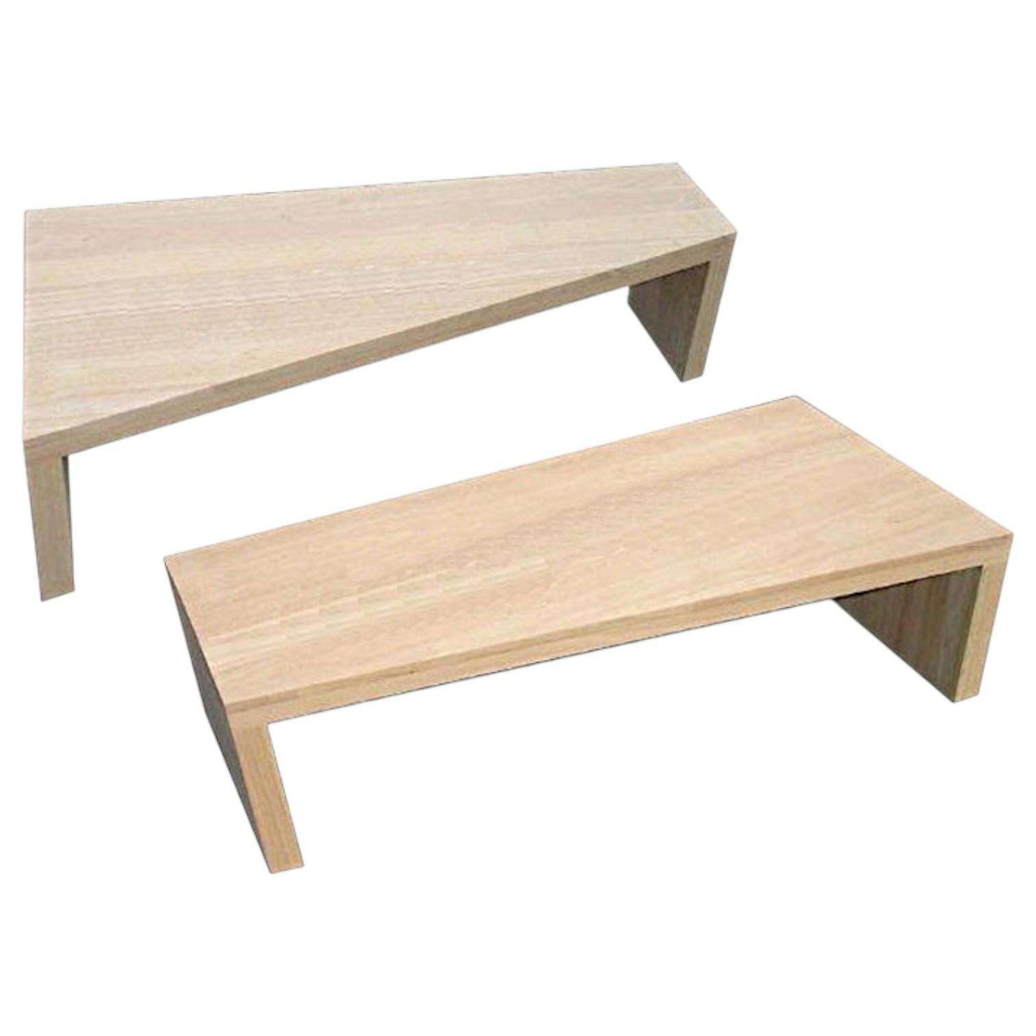 Lot de 2 tables basses / d'appoint Hévéa asymétriques 99x48x27cm OLGA