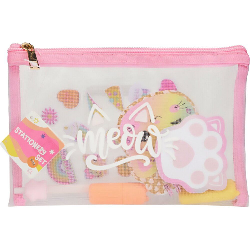 Trousse papeterie enfant fantaisie pastel 8 accessoires (2 modèles)
