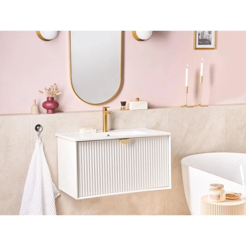 BONAIRE - Wastafelmeubel - Wit - 80 x 43 cm - Hout