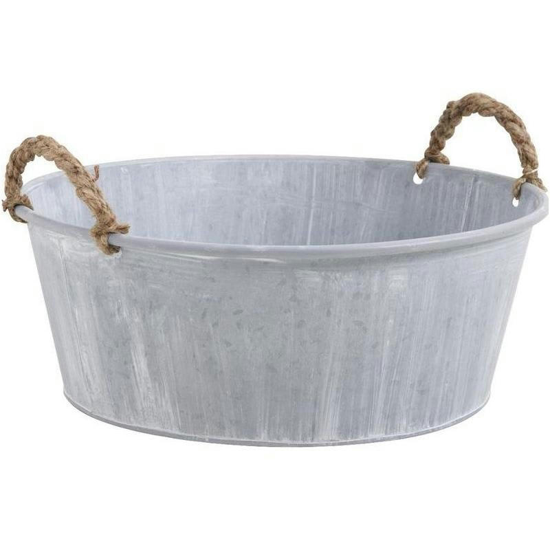 - Corbeille en zinc et anses en corde