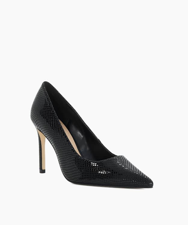 Brinlee Black - Block-Heeled Court Shoes