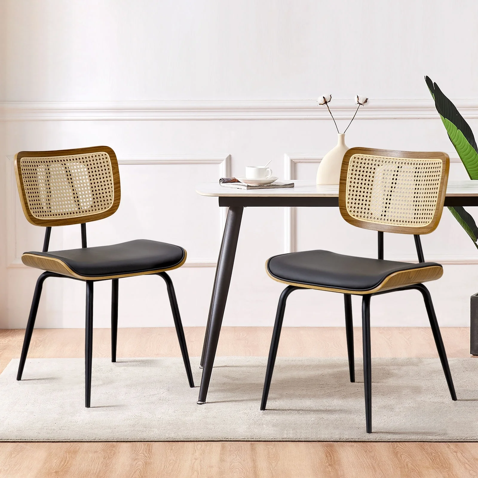 Faux Leather Upholstered Dining Chairs Set of 2/4 - 33.5 H x 17.5 W x 23 D