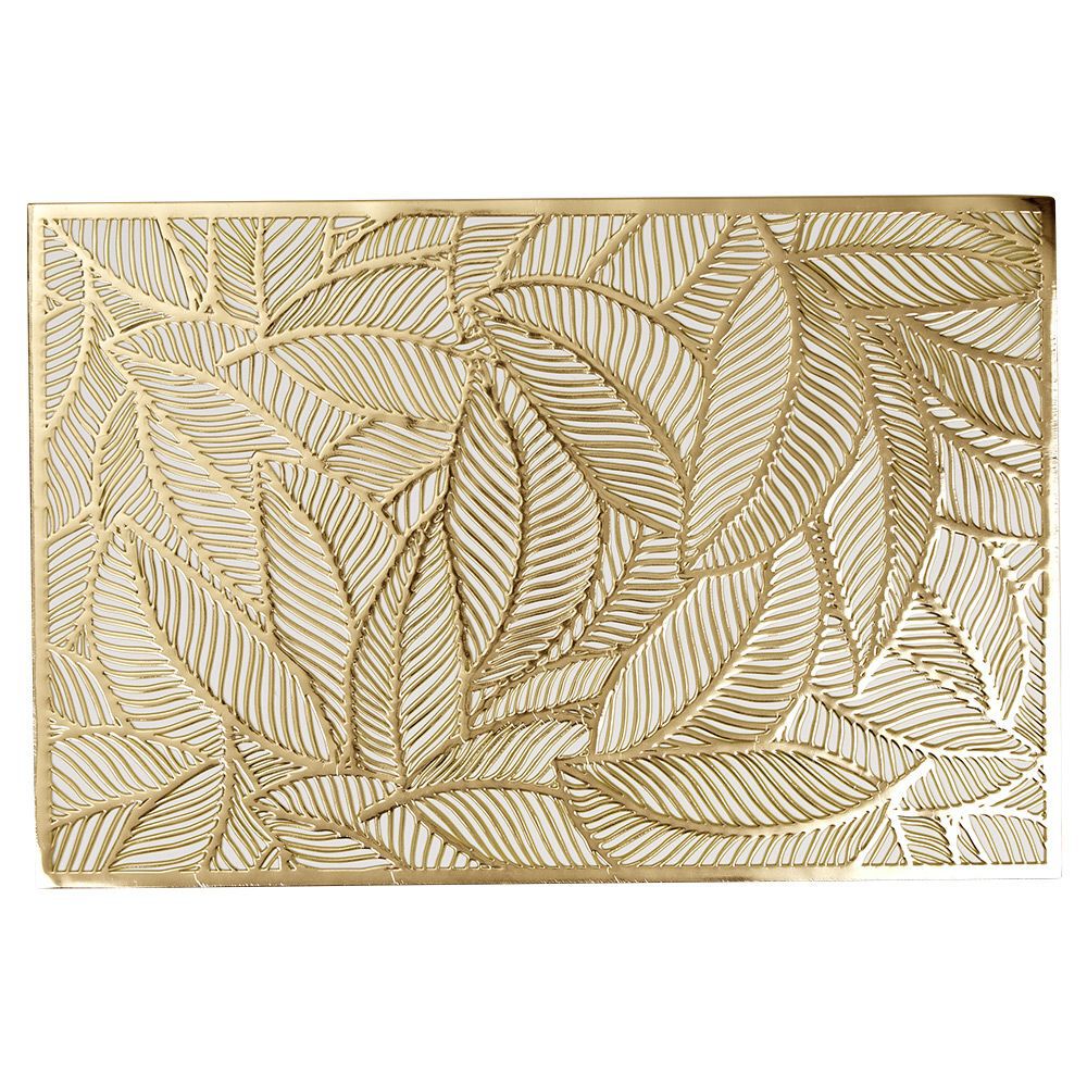 Set de table rectangulaire plastique feuillage ajouré doré