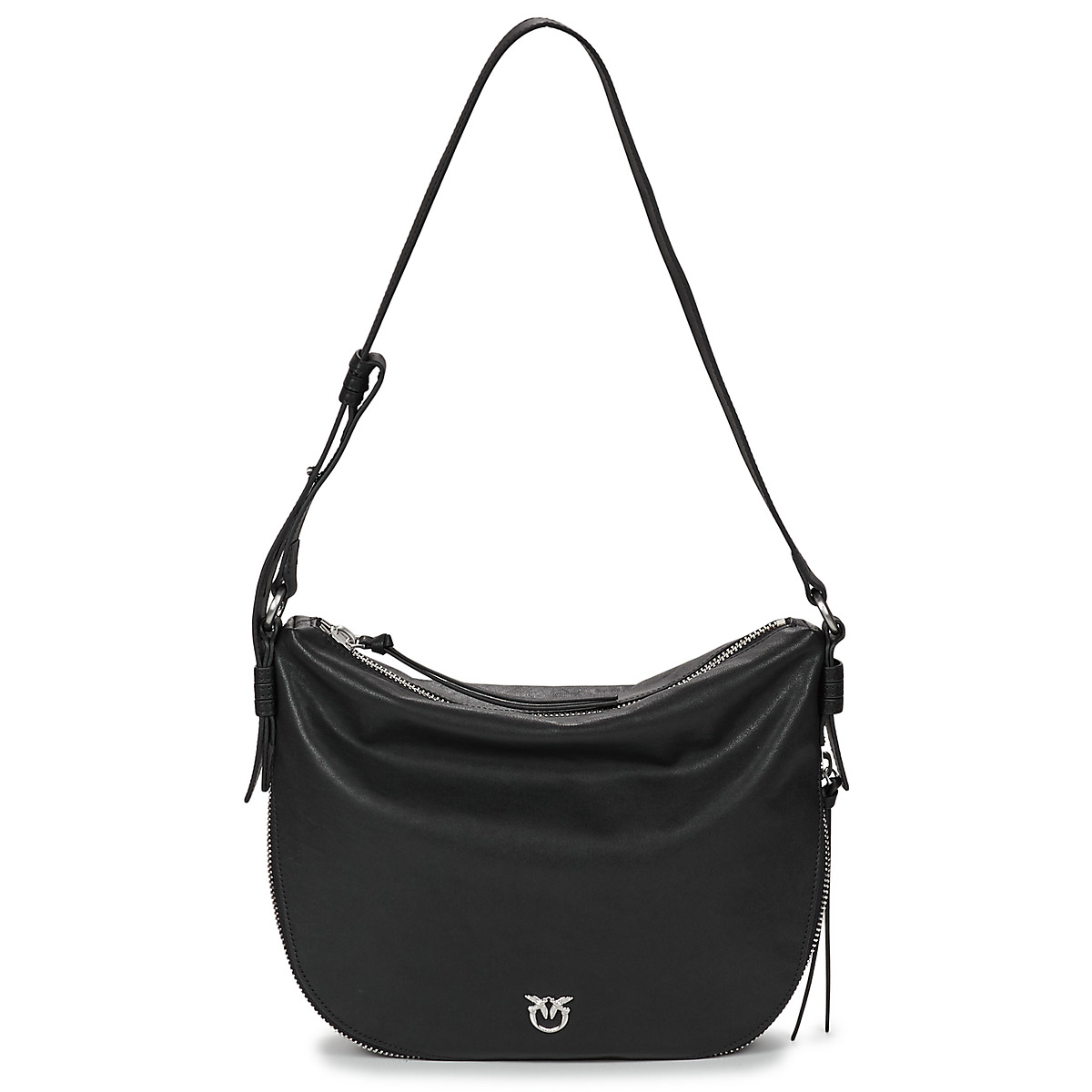 Pinko - HOBO ZIP AROUND CLASSIC VITELLO BIKER - Black / Silver