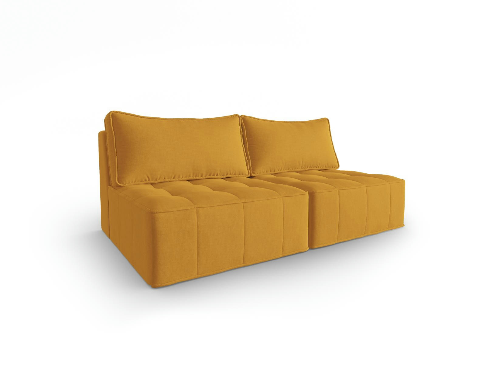 MIKE - Canapé modulable 3 places en tissu structurel moutarde
