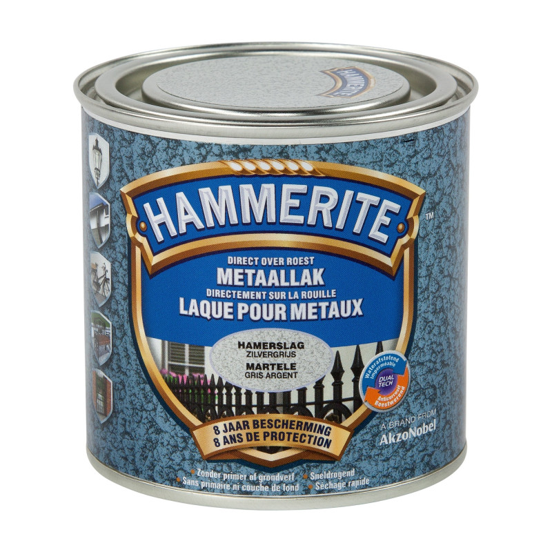 Laque antirouille pour métaux martelés argent 0,25 L HAMMERITE