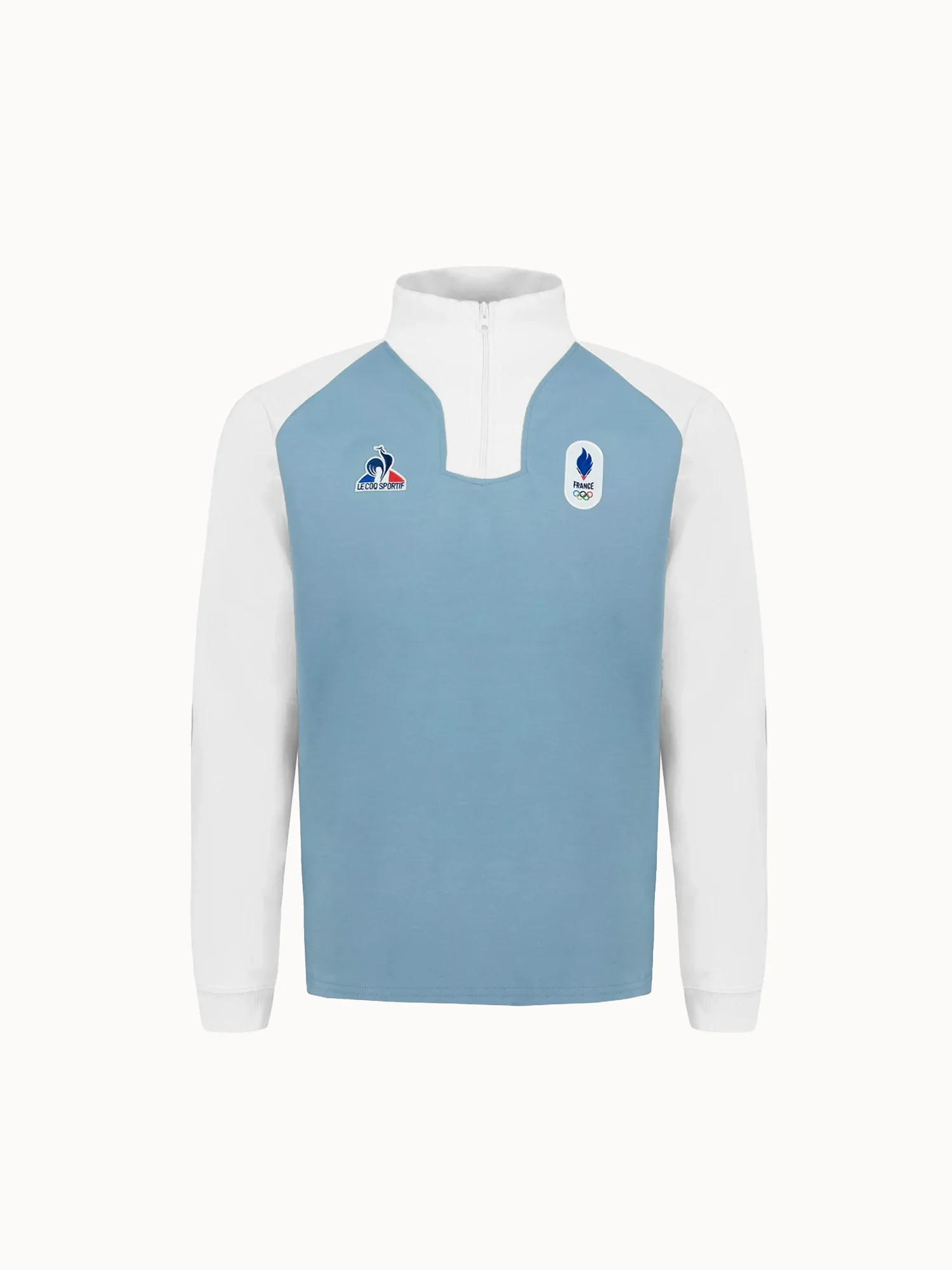Polo manches longues col zippé contrasté double face avec coudières JO Milano-Cortina
