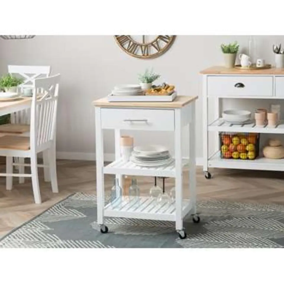 HIUMA - Keukentrolley - Wit - Rubberhout