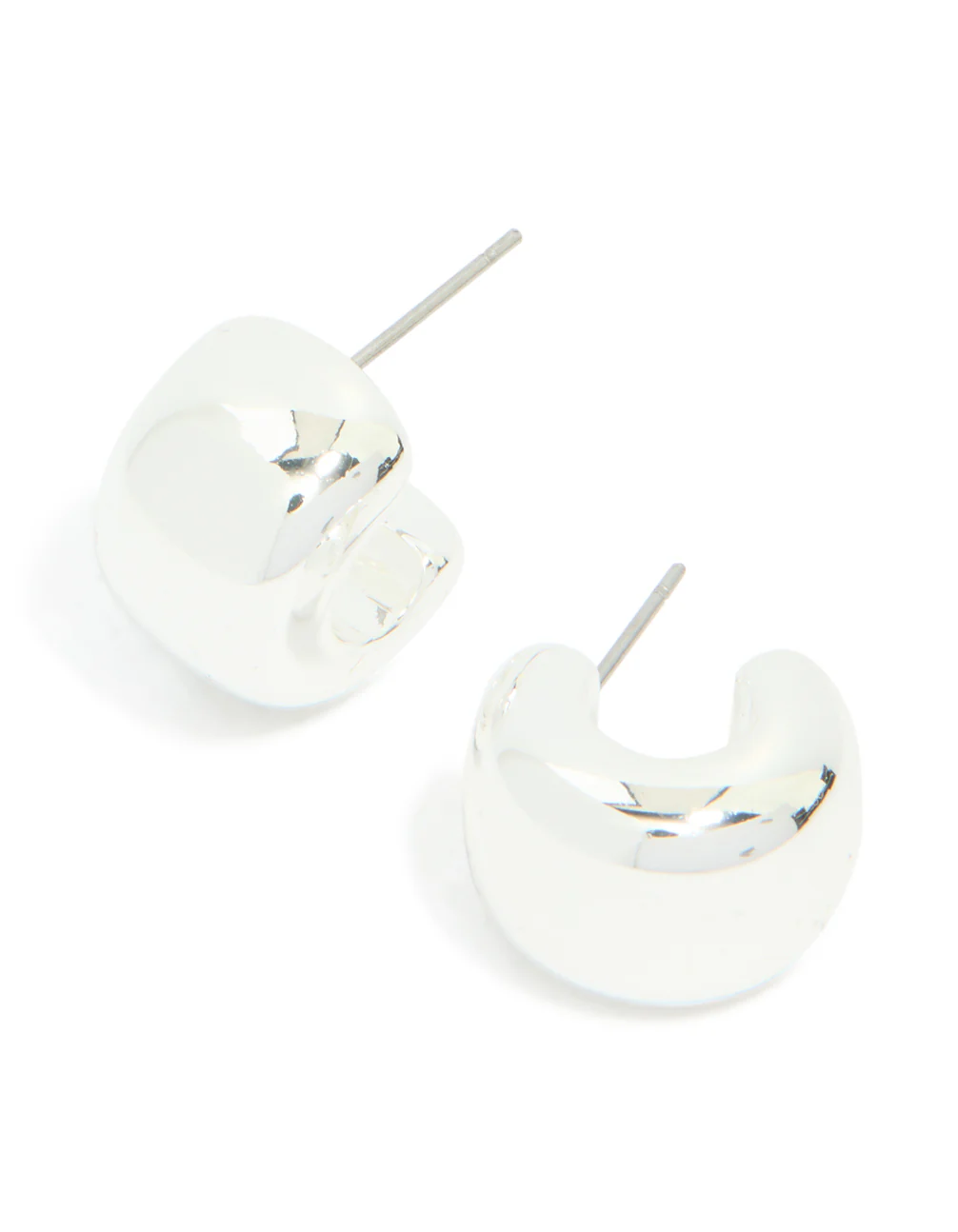 Silver Chubby Wide Hoop Earrings