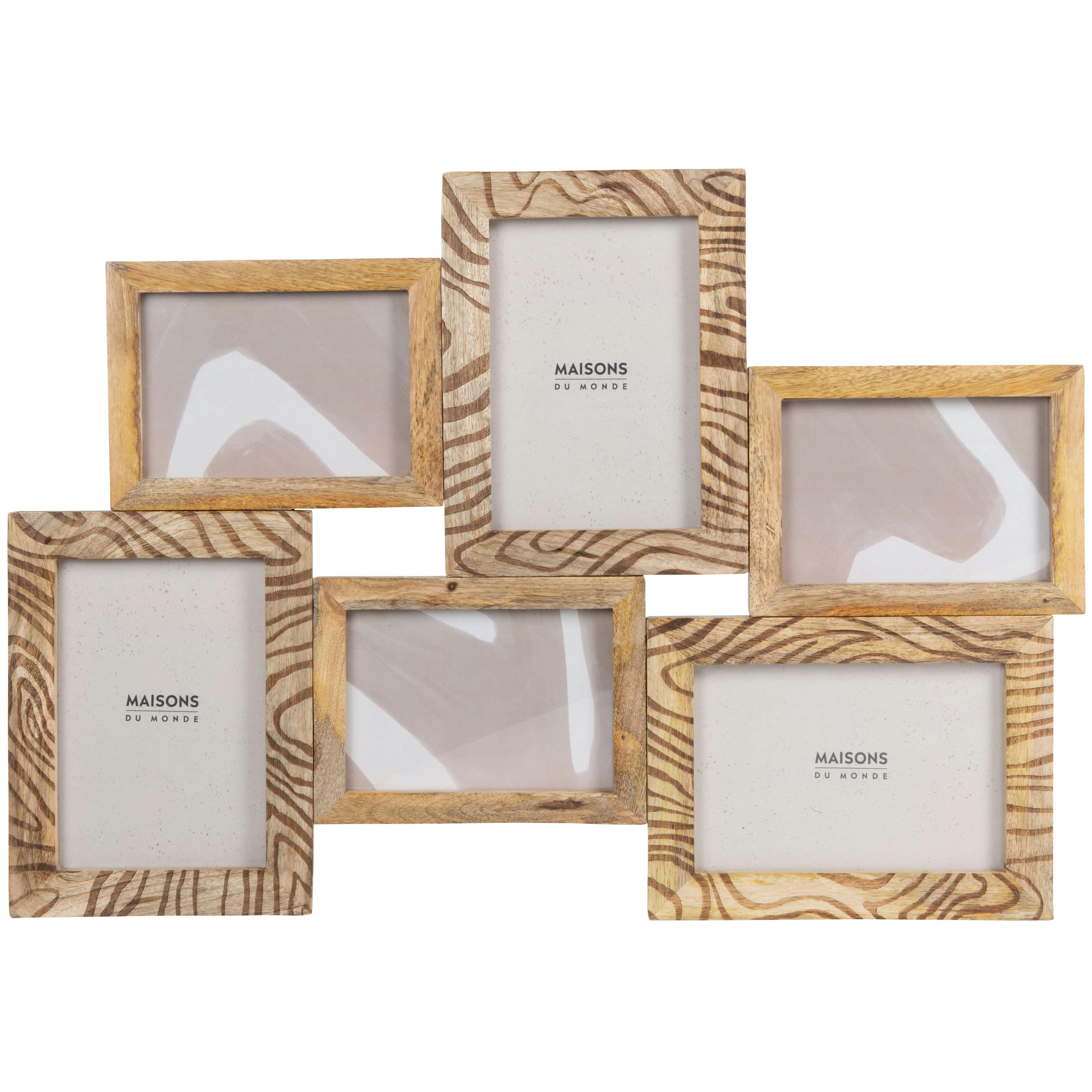 WILUNA - Cadre multivues 6 photos gravé beige 54x38