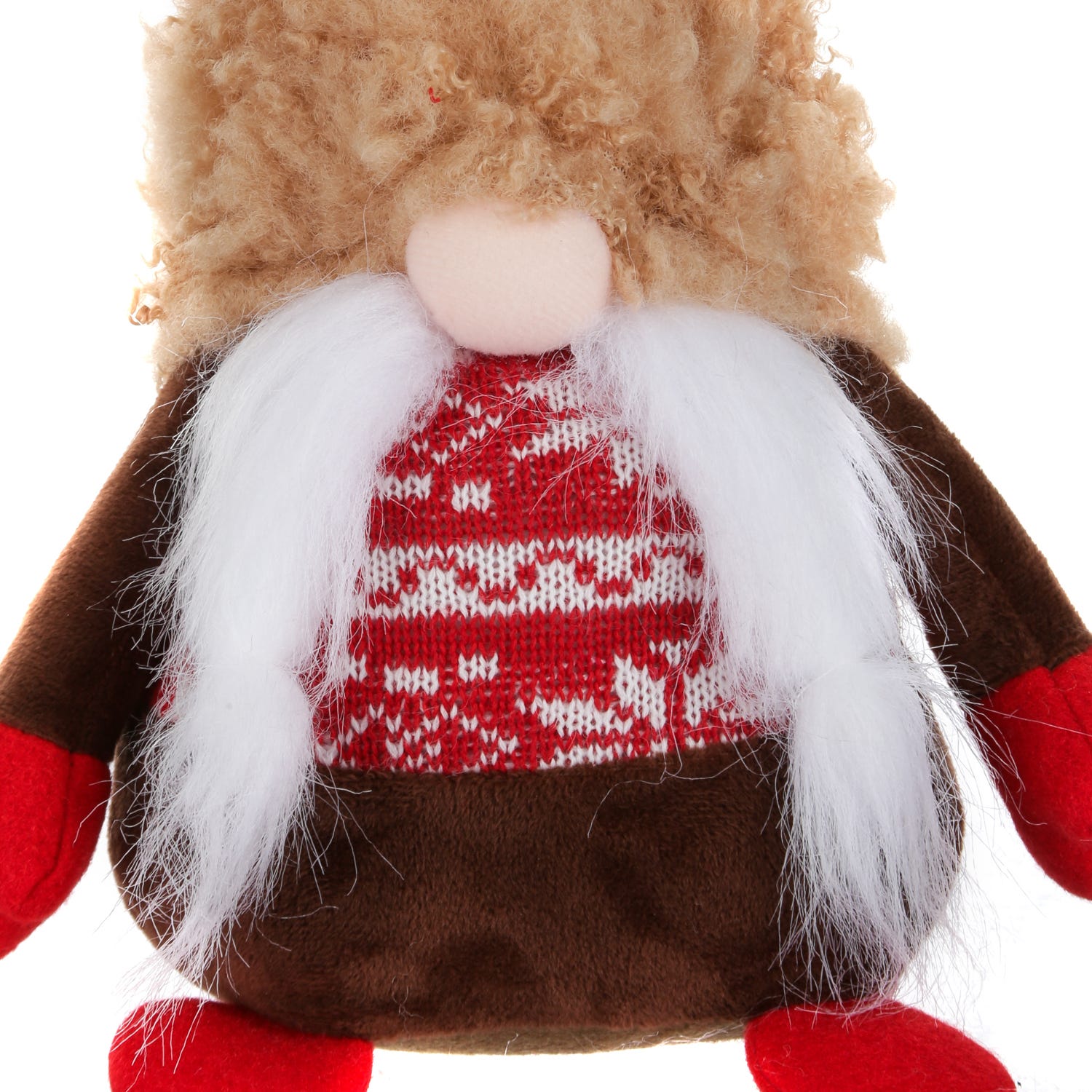 Gnomo Natale fermaporta 45 cm cappello beige peluche