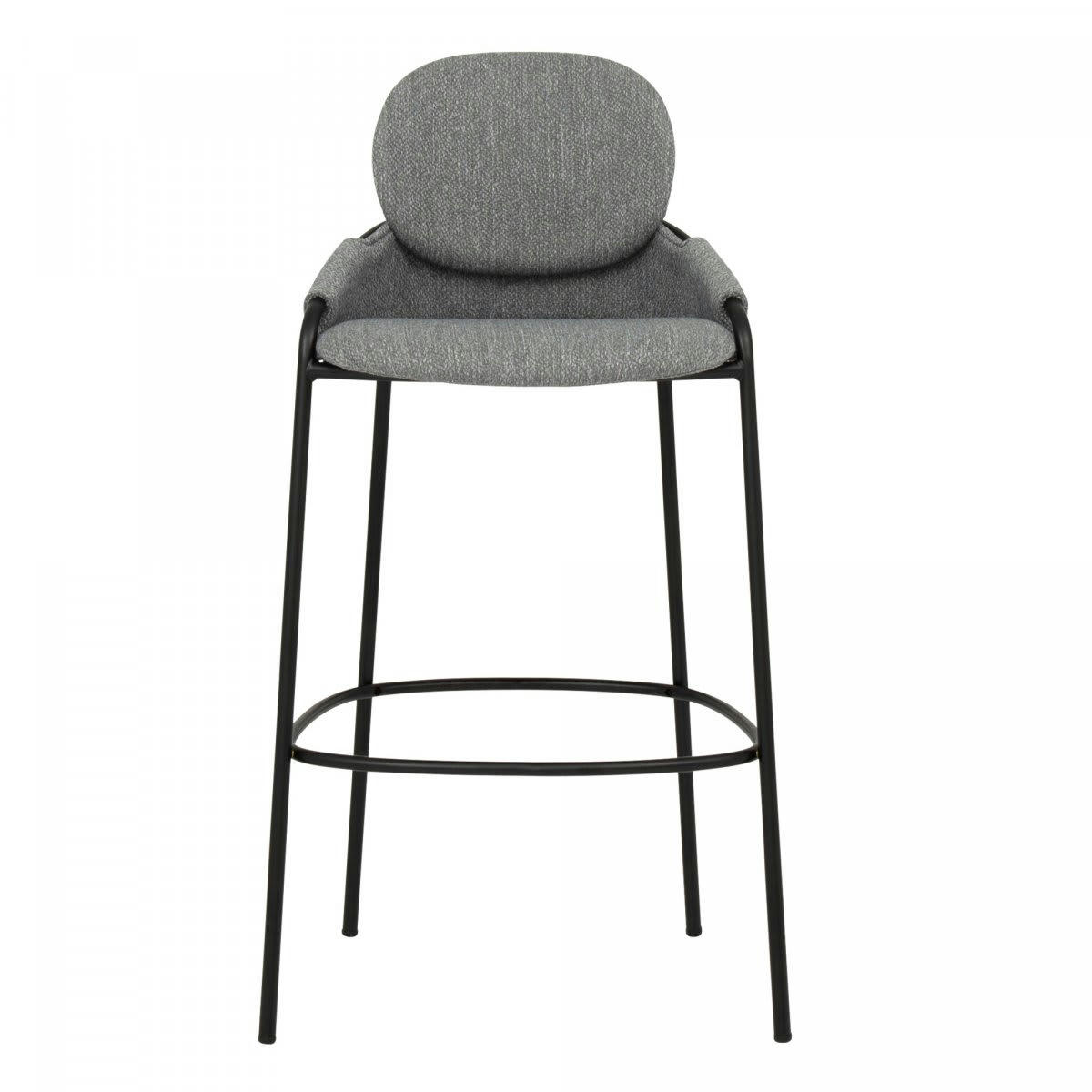 MIA - Lot de 2 tabourets de bar avec accoudoirs en tissu gris anthracite