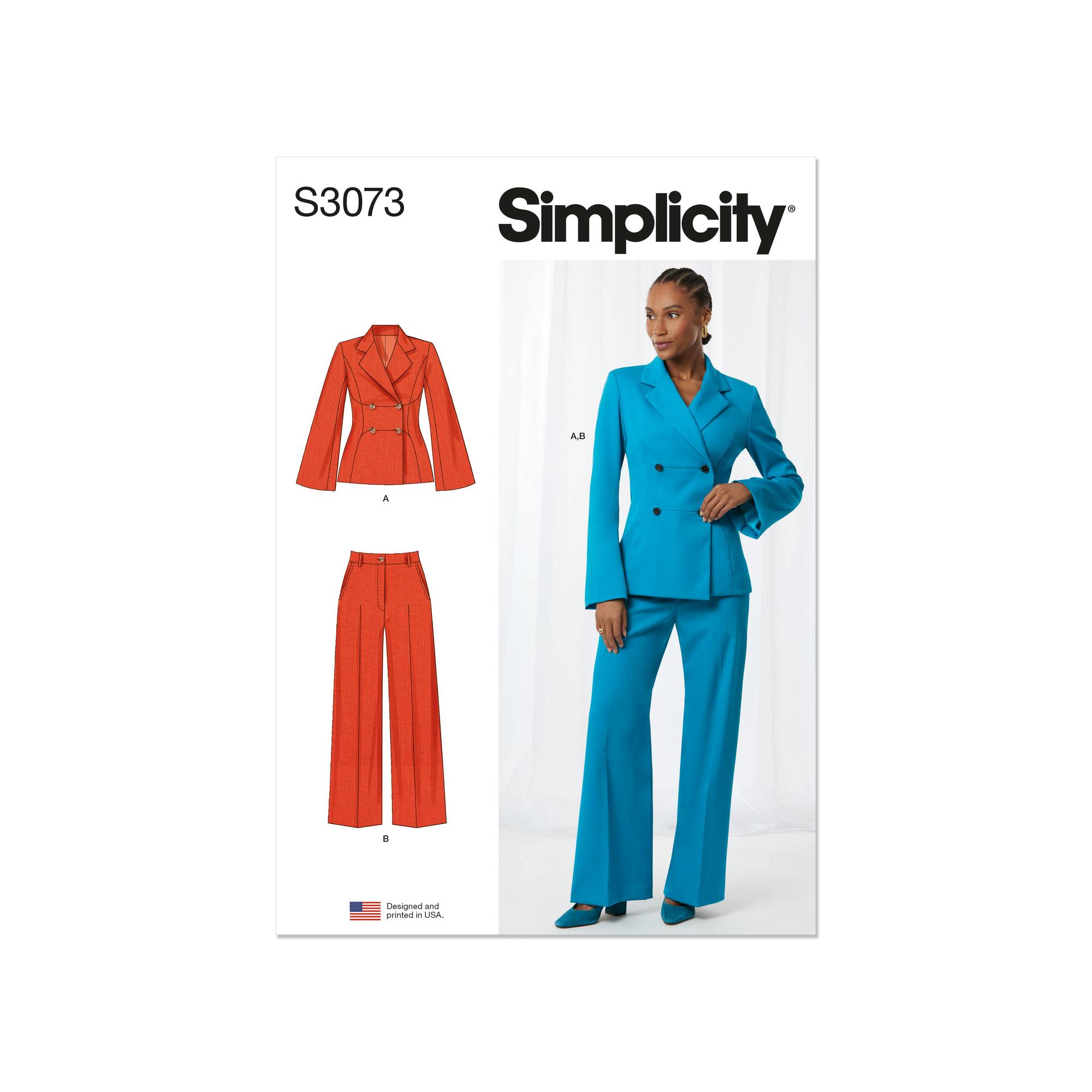 Simplicity Women’s Jacket and Trousers Sewing Pattern S3073 (20W-28W)