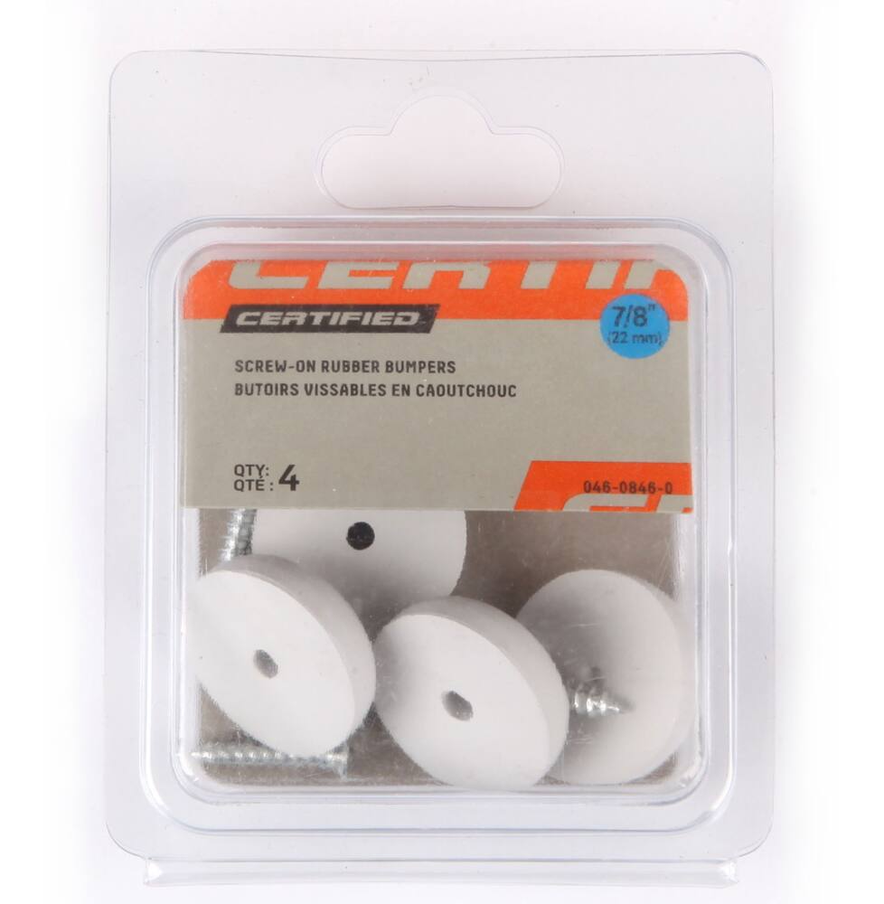 Likewise, Round Rubber Bumpers, Screw-On, Surface Protection, 7/8-in, White, 4-pc