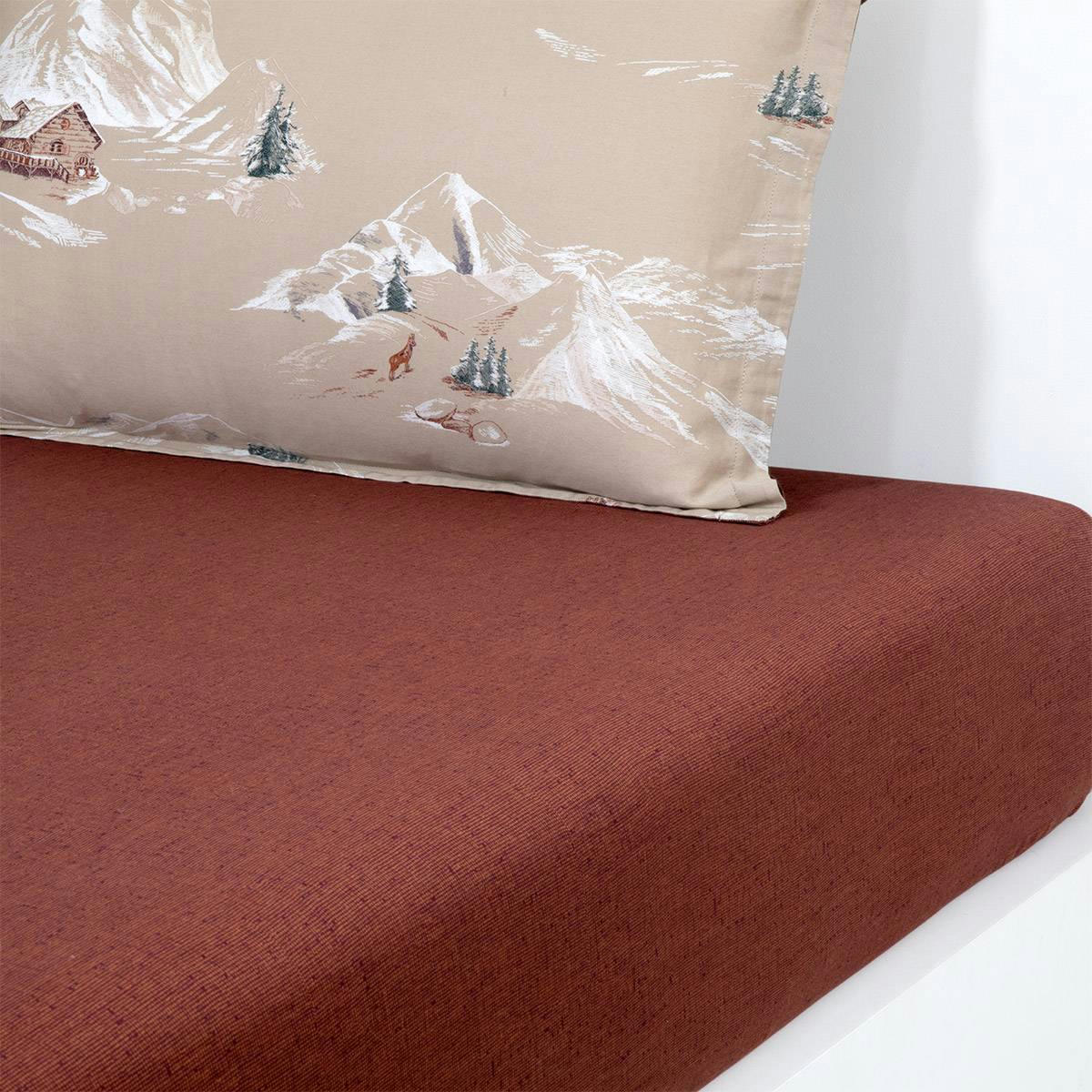 COEUR VAILLANT - Drap housse en satin de coton lavé rouge 90 x 200 cm