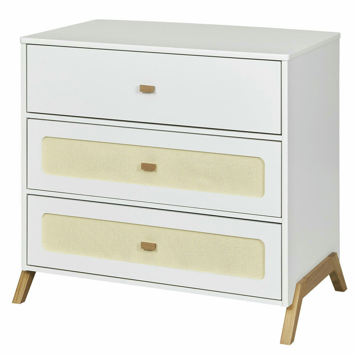 AZU - Commode 3 tiroirs effet bois blanc et bois