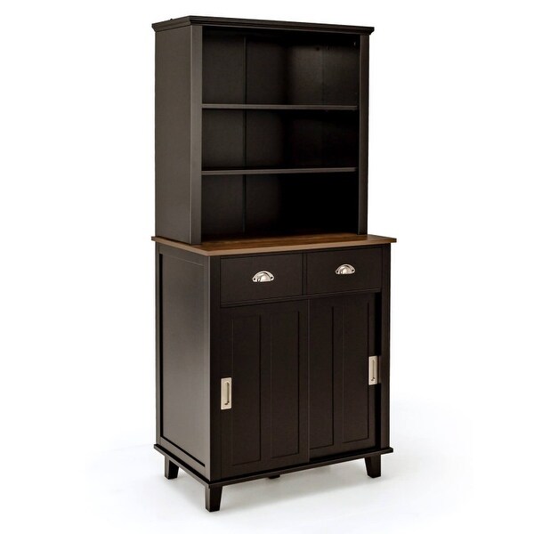 67 inches Freestanding Kitchen Pantry Cabinet with Sliding Doors - 30" x 19" x 67" (L x W x H)
