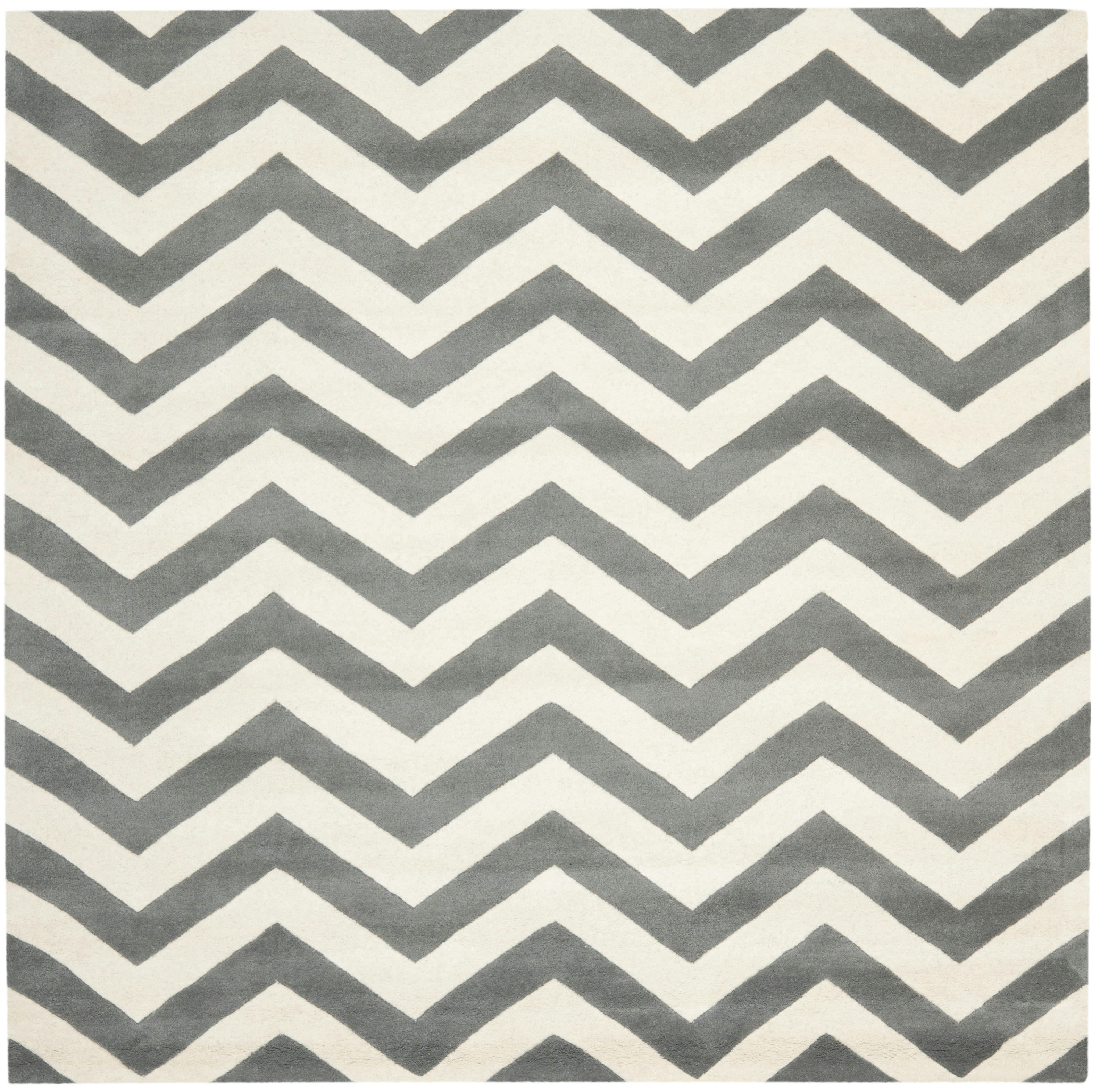 CHATHAM - Tapis de salon interieur en  gris fonce & ivoire, 213 x 213 cm