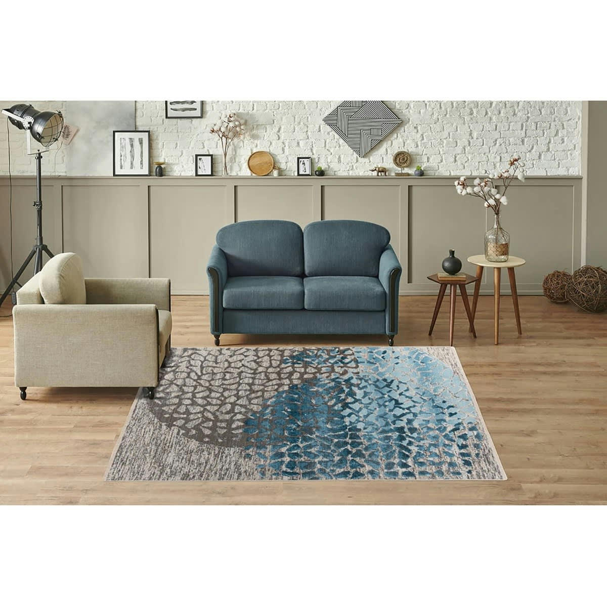 NILAD - Tapis de salon en polypropylène bleu 160x230 cm