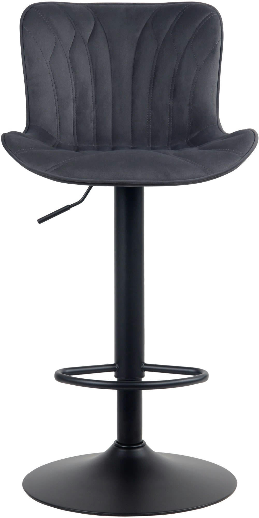 LINUS - Tabouret de bar ajustable pivotant velours Noir