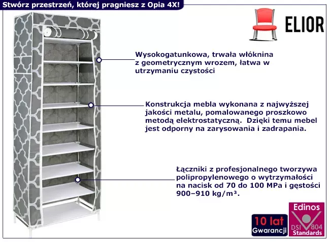 Szafa tekstylna z 9 półkami - Zevian