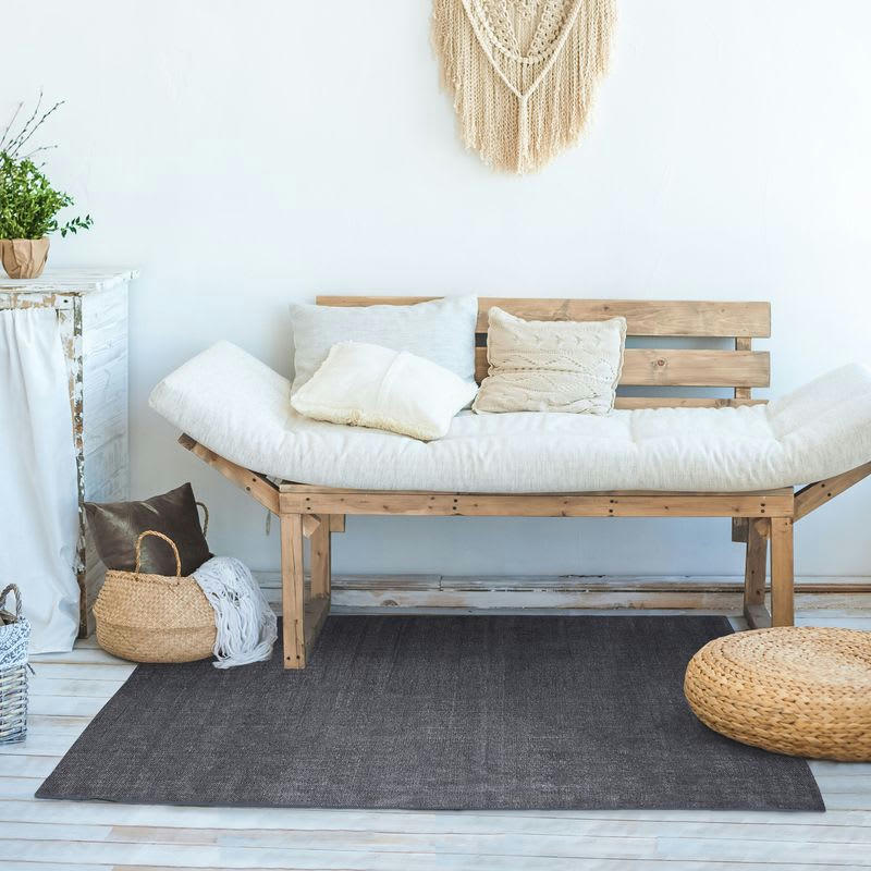 VINTAGE - Tapis effet délavé noir 120x170